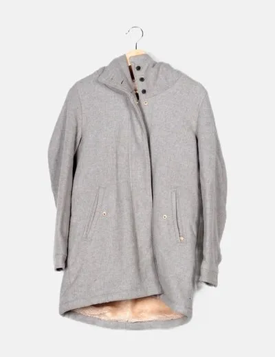 Pull&Bear Abrigo gris básico