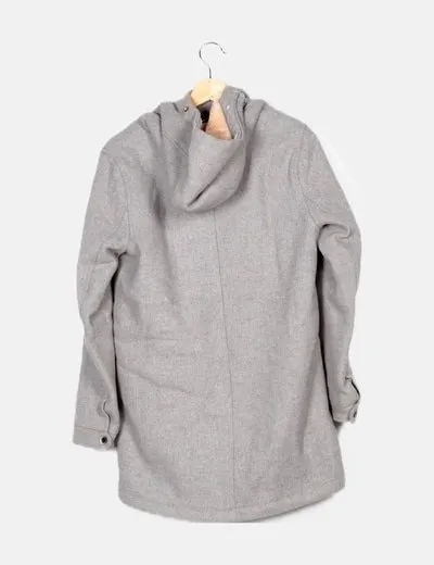 Pull&Bear Abrigo gris básico
