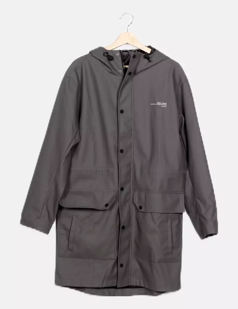 Pull&Bear Abrigo gris impermeable