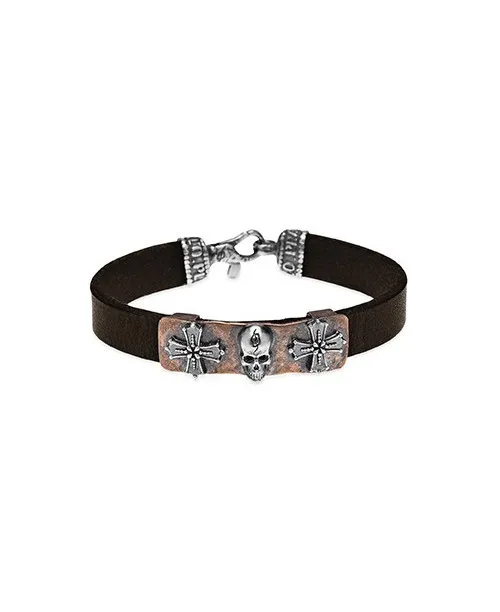 Pulsera plata y bronce calavera