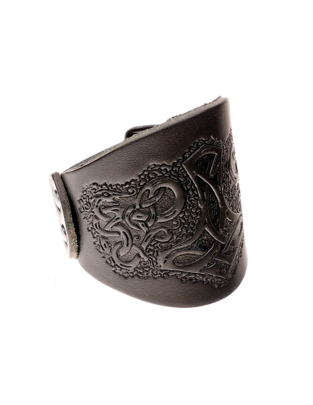Pulsera vikinga de Thor, Dios del trueno y la fuerza, con relieves en cuero