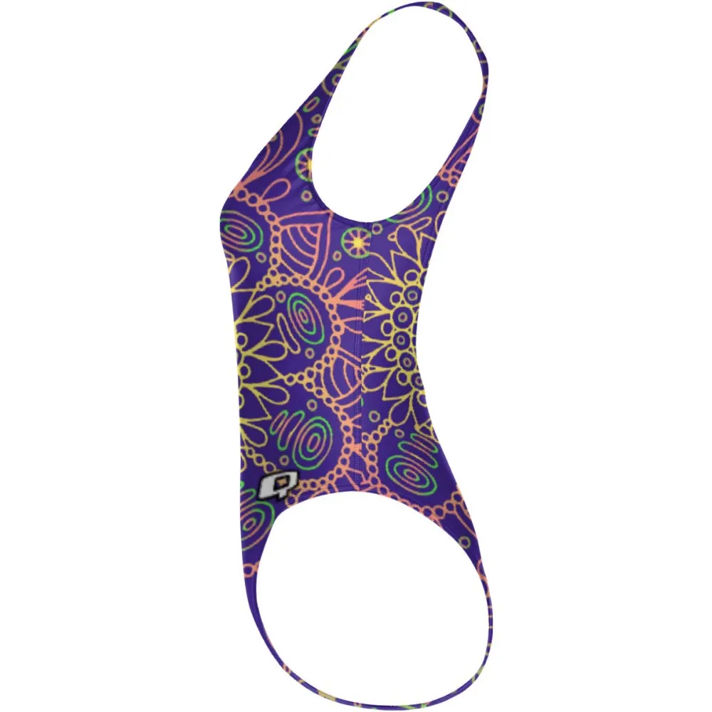 PURPLE MANDALA  HIGH HIP ONE PIECE