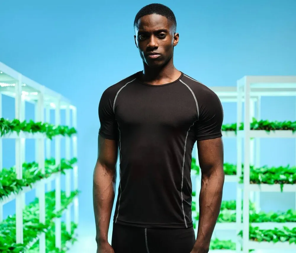 REGATTA RGS227  STRETCH SHORTSLEEVED TSHIRT  BLACK