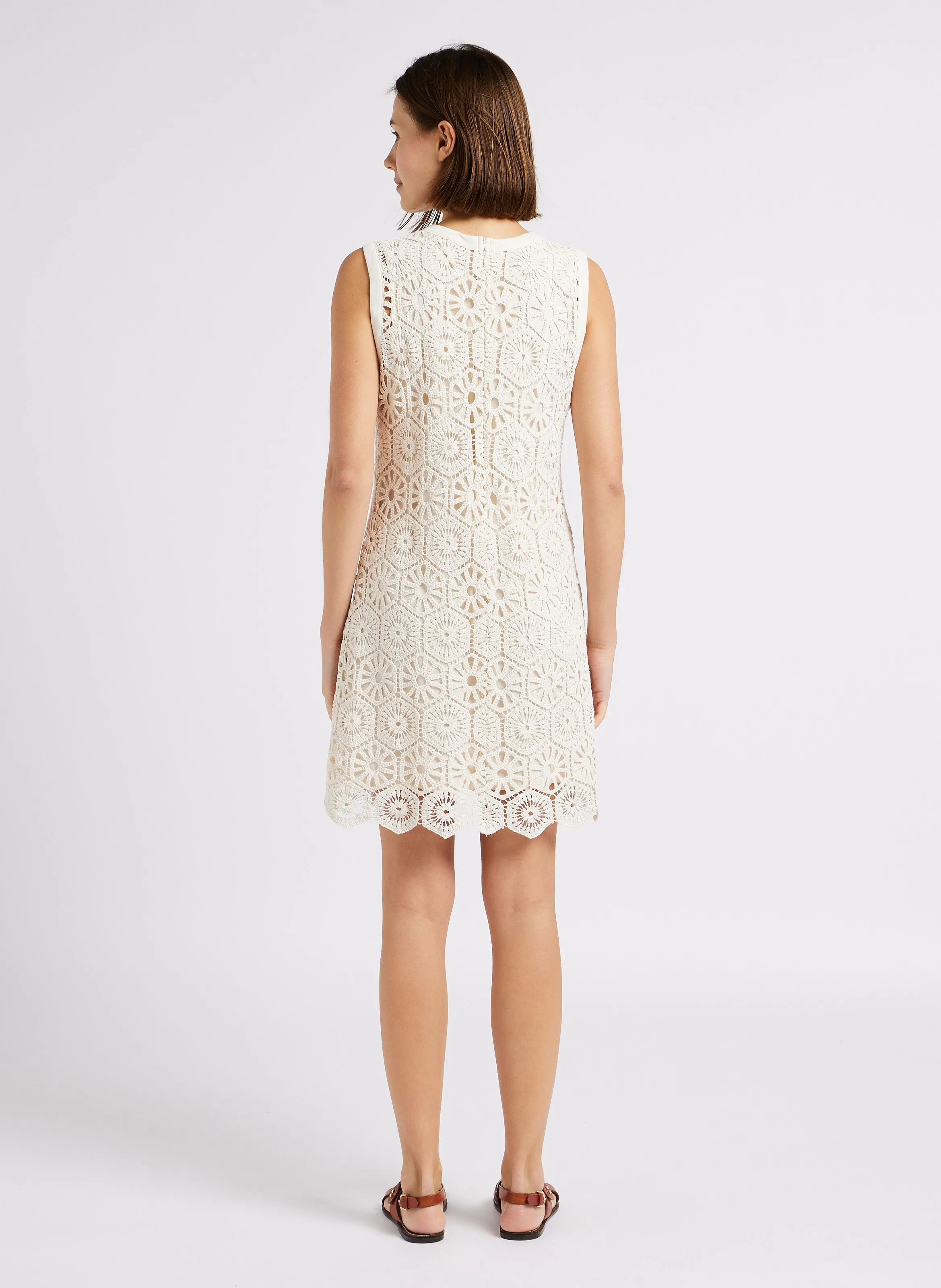 RENDEL  VESTIDO MIDI DE MEZCLA DE ALGODóN CON CUELLO REDONDO EN BLANCO