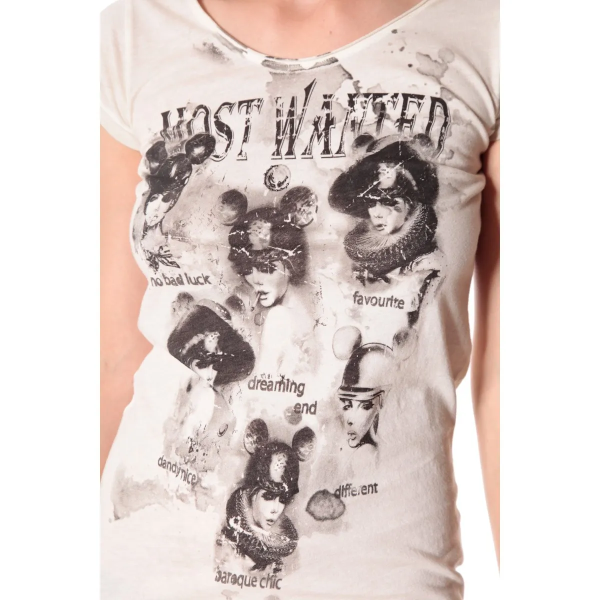 Rich&Royal Tee shirt Visages Ecru13q465