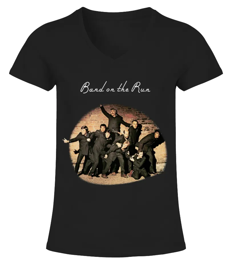 RK70S173BK. BAND ON THE RUN (1973)  PAUL MCCARTNEY &AMP; WINGS CAMISETA CUELLO PICO MUJER