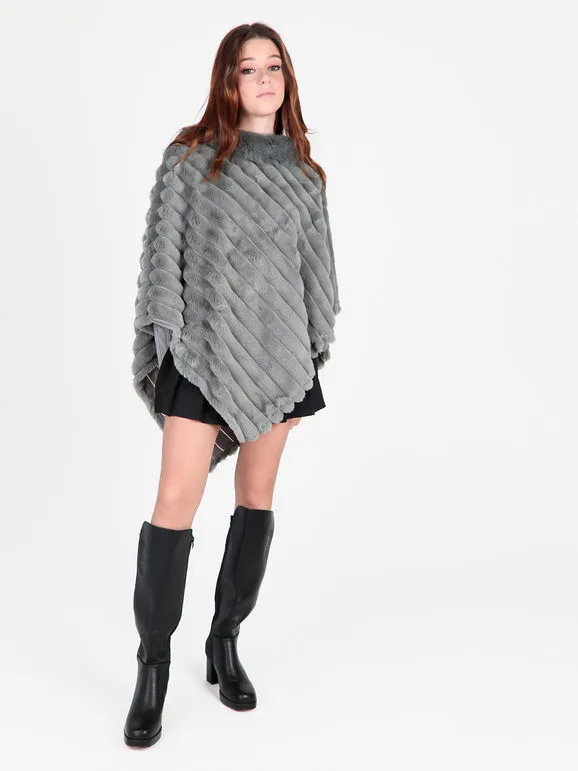 Solada Poncho de pelo sintético para mujer.
