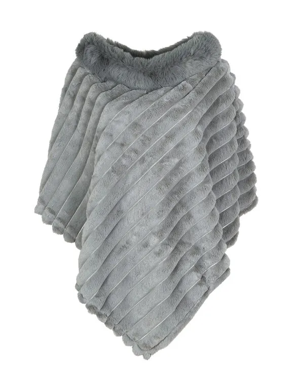 Solada Poncho de pelo sintético para mujer.