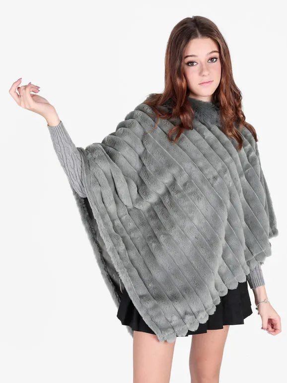Solada Poncho de pelo sintético para mujer.