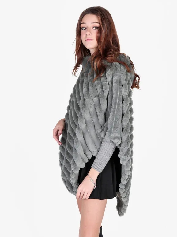 Solada Poncho de pelo sintético para mujer.