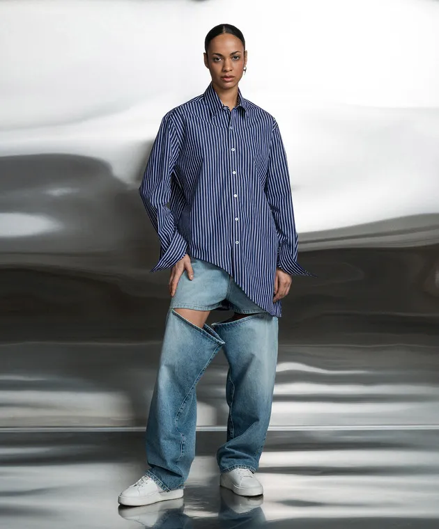 SSHEENA CANOTTA blue striped shirt