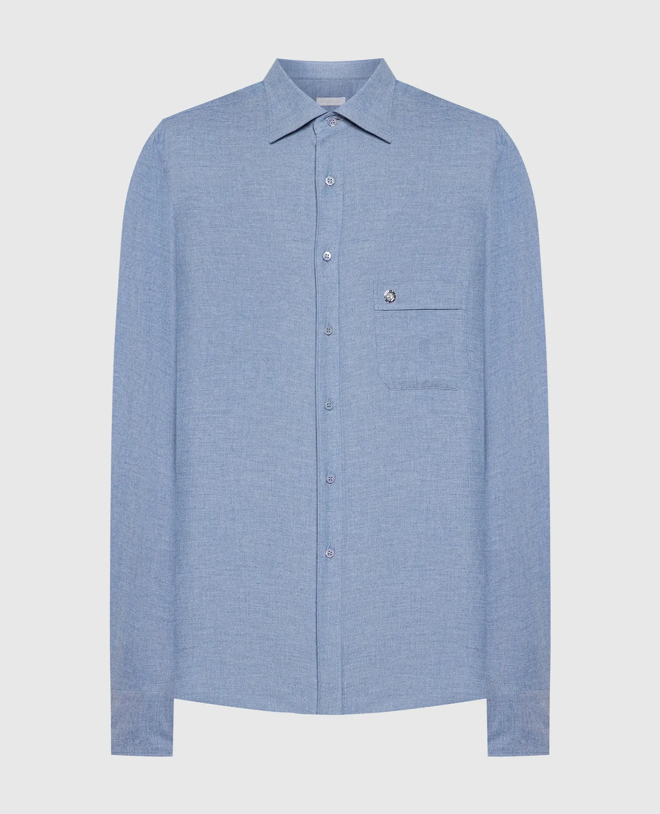Stefano Ricci Blue shirt with metal logo emblem