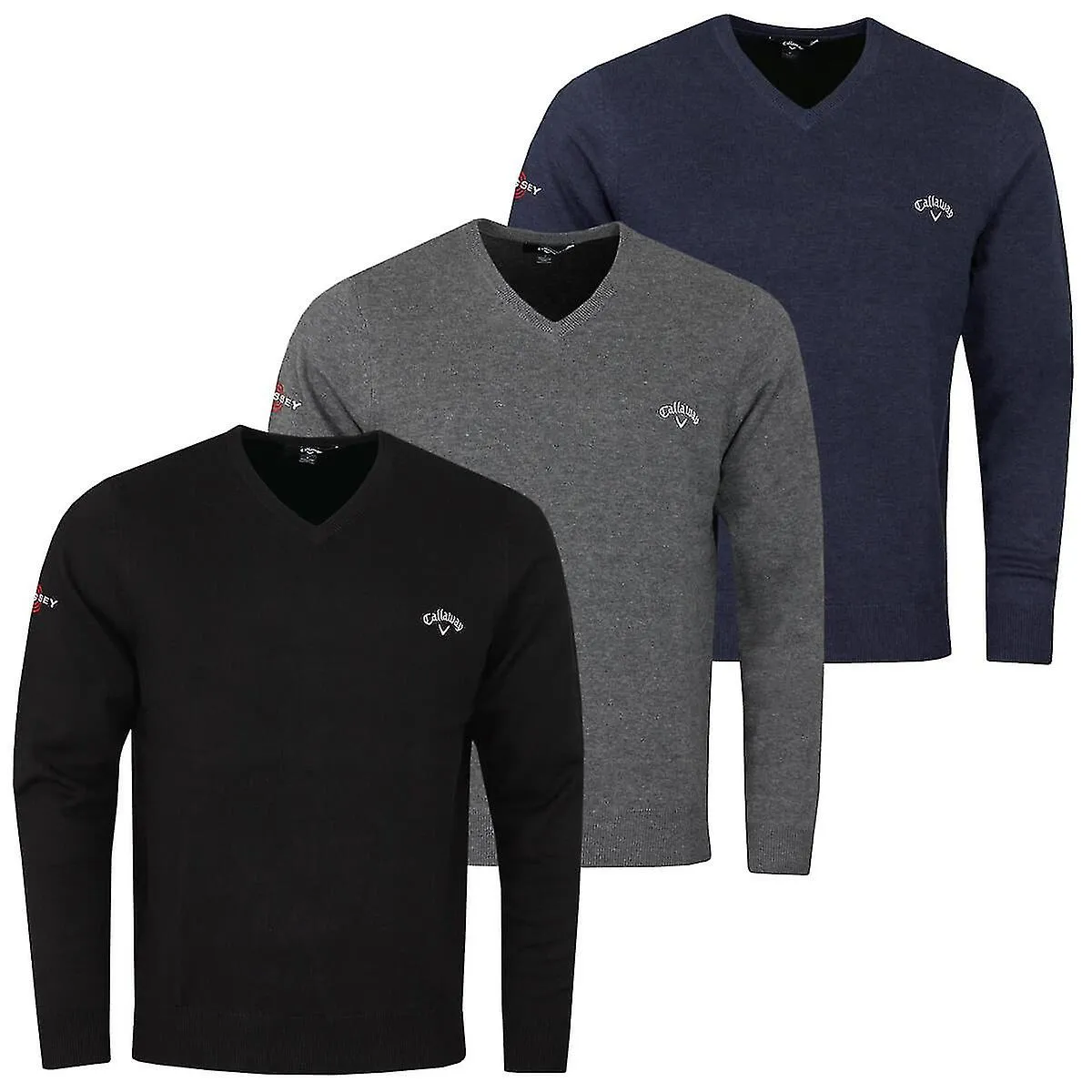 Suéter bordado de manga larga Callaway Golf 2024 Odyssey con cuello en V y calibre 12 para hombre
