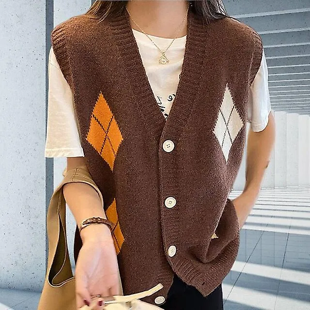 Suéter Cardigan de las mujeres Suéter Chaleco Jersey de punto Túnica de punto Geométrico V Cuello Elegante Casual Home Daily Fal