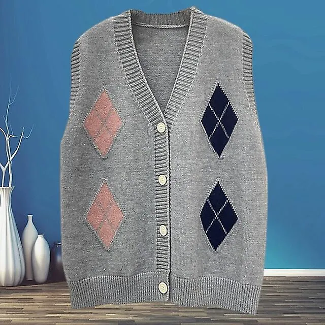 Suéter Cardigan de las mujeres Suéter Chaleco Jersey de punto Túnica de punto Geométrico V Cuello Elegante Casual Home Daily Fal
