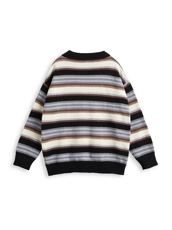 Suéter con cuello redondo a rayas de color en contraste para hombre