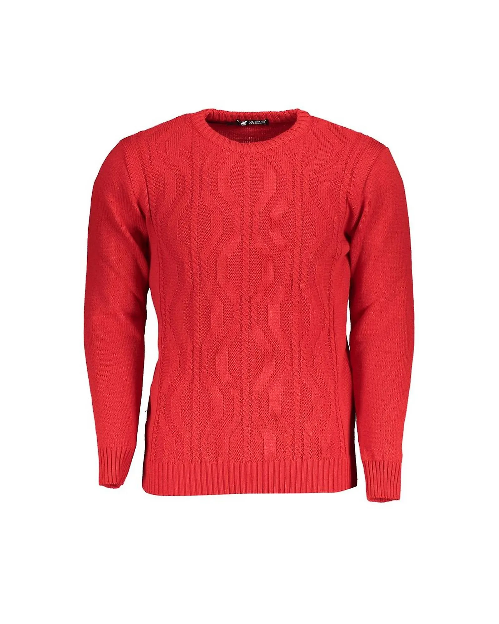 Suéter de cuello redondo trenzado Grand Polo de EE. UU. con detalles en contraste