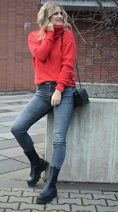 SUéTER M.ASCHBE ORIGINAL TURTLENECK STRUCTURE  RED  WOMEN´S
