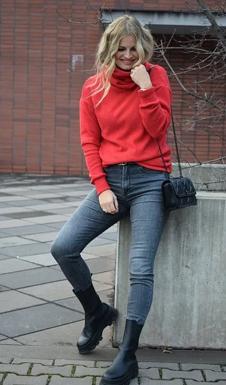 SUéTER M.ASCHBE ORIGINAL TURTLENECK STRUCTURE  RED  WOMEN´S