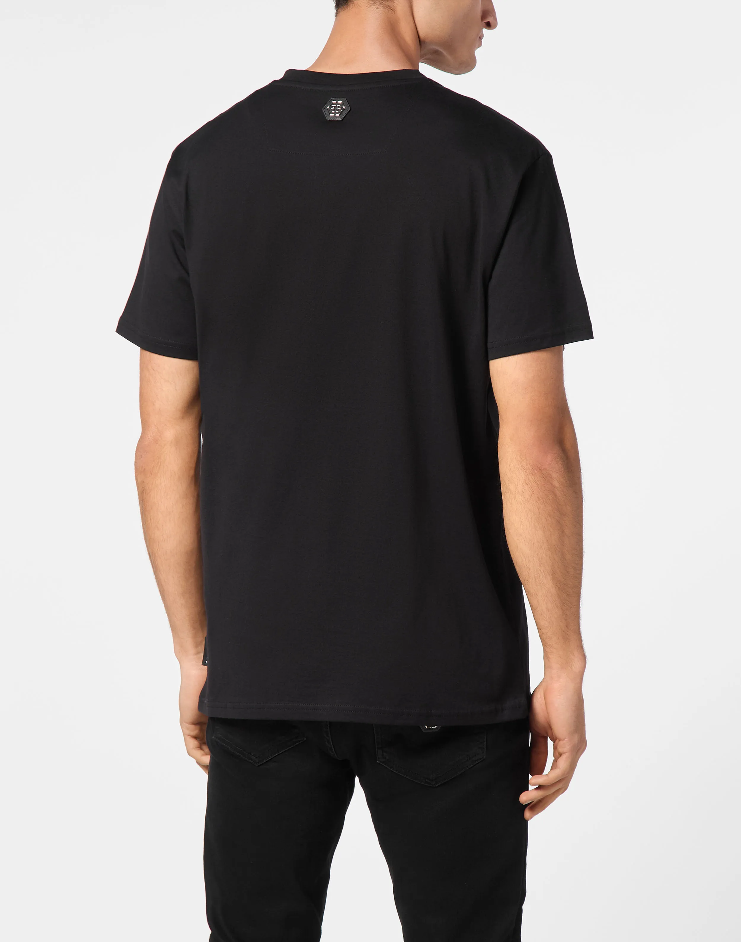 TSHIRT VNECK SS WITH PATCH STRASS SKULL&BONES