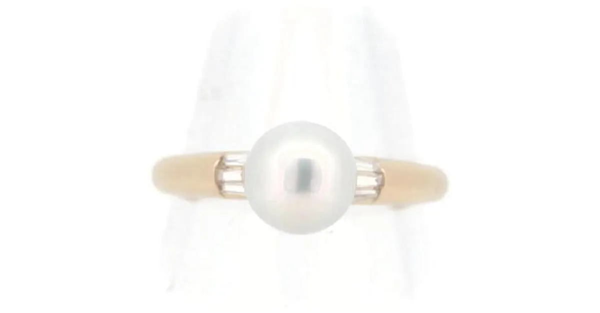 Tasaki 18Anillo de perlas con solitario K en excelentes condiciones Dorado 