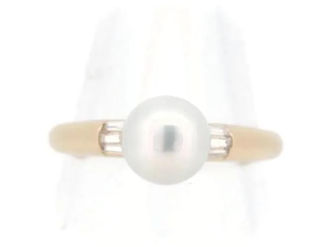 Tasaki 18Anillo de perlas con solitario K en excelentes condiciones Dorado 