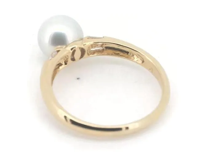 Tasaki 18Anillo de perlas con solitario K en excelentes condiciones Dorado 