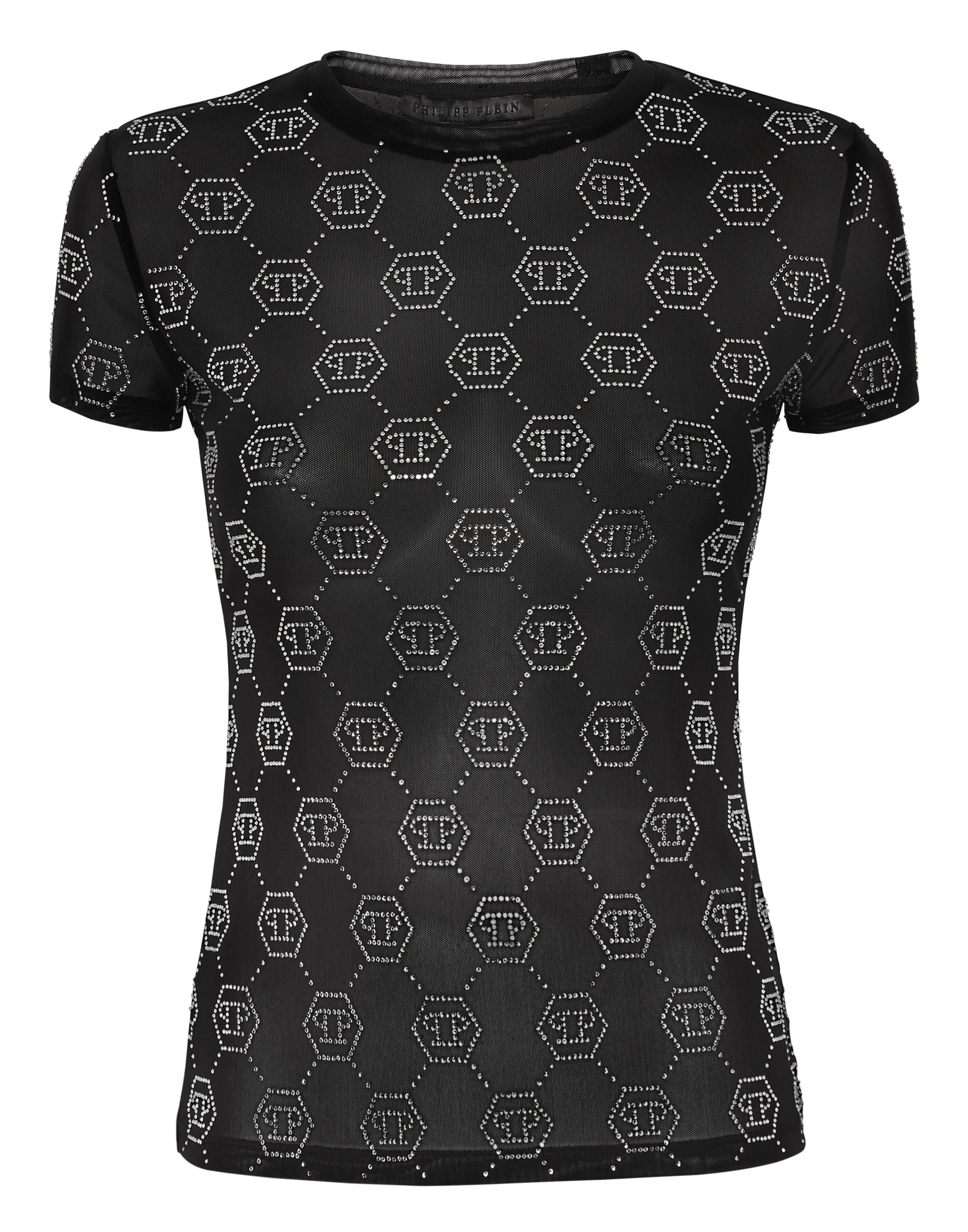 TULLE TSHIRT ROUND NECK SS STRASS MONOGRAM