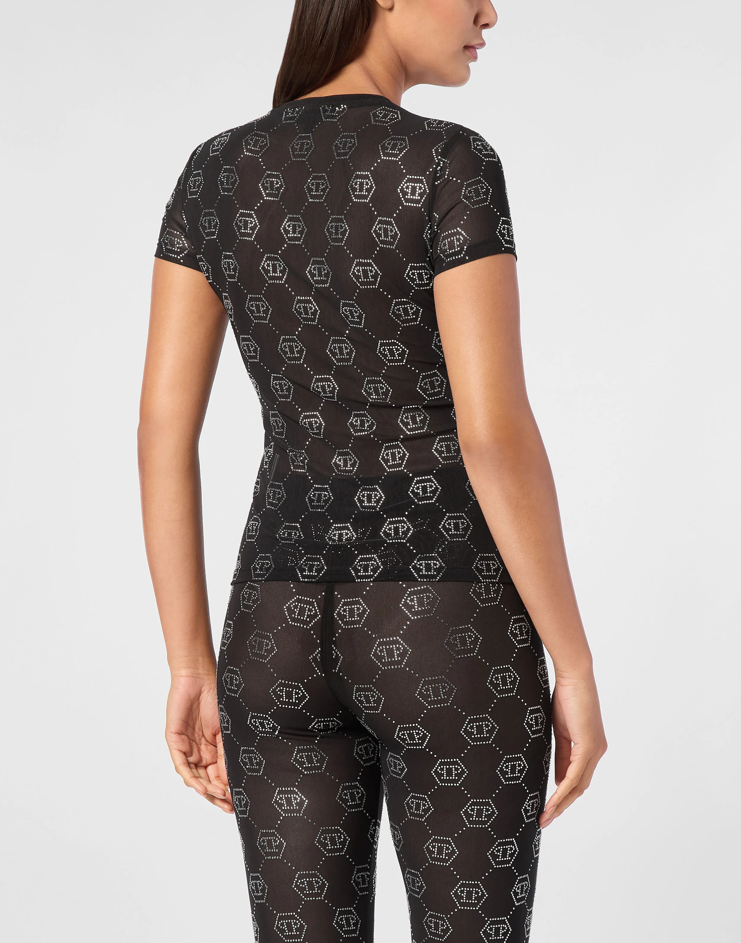 TULLE TSHIRT ROUND NECK SS STRASS MONOGRAM