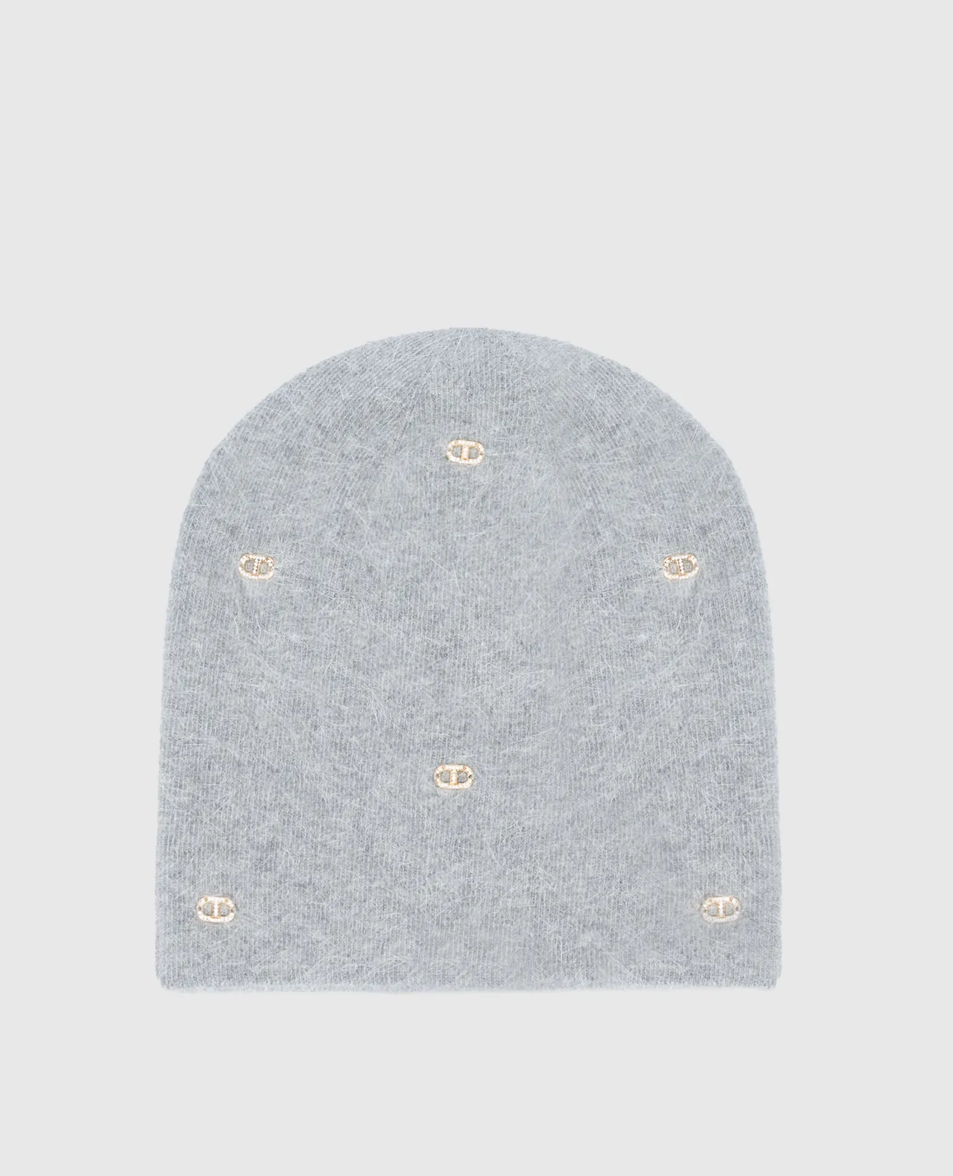 Twinset Gray wool cap with Oval T logo