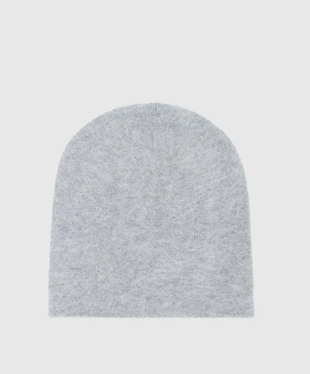 Twinset Gray wool cap with Oval T logo