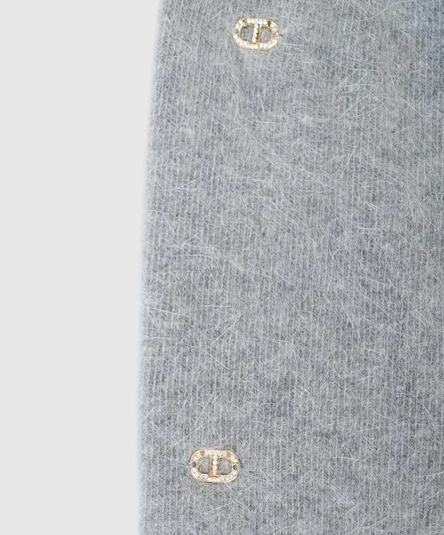 Twinset Gray wool cap with Oval T logo