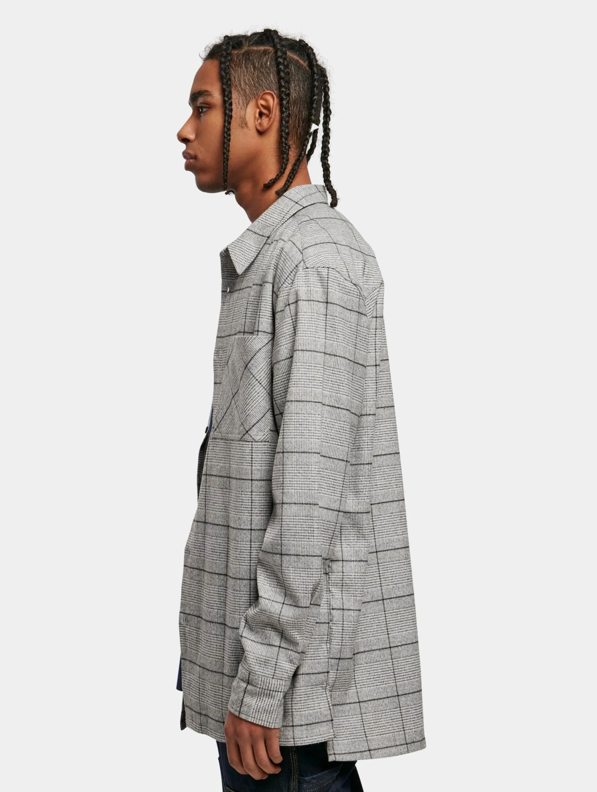 Urban Classics Long Oversized Checked Greyish