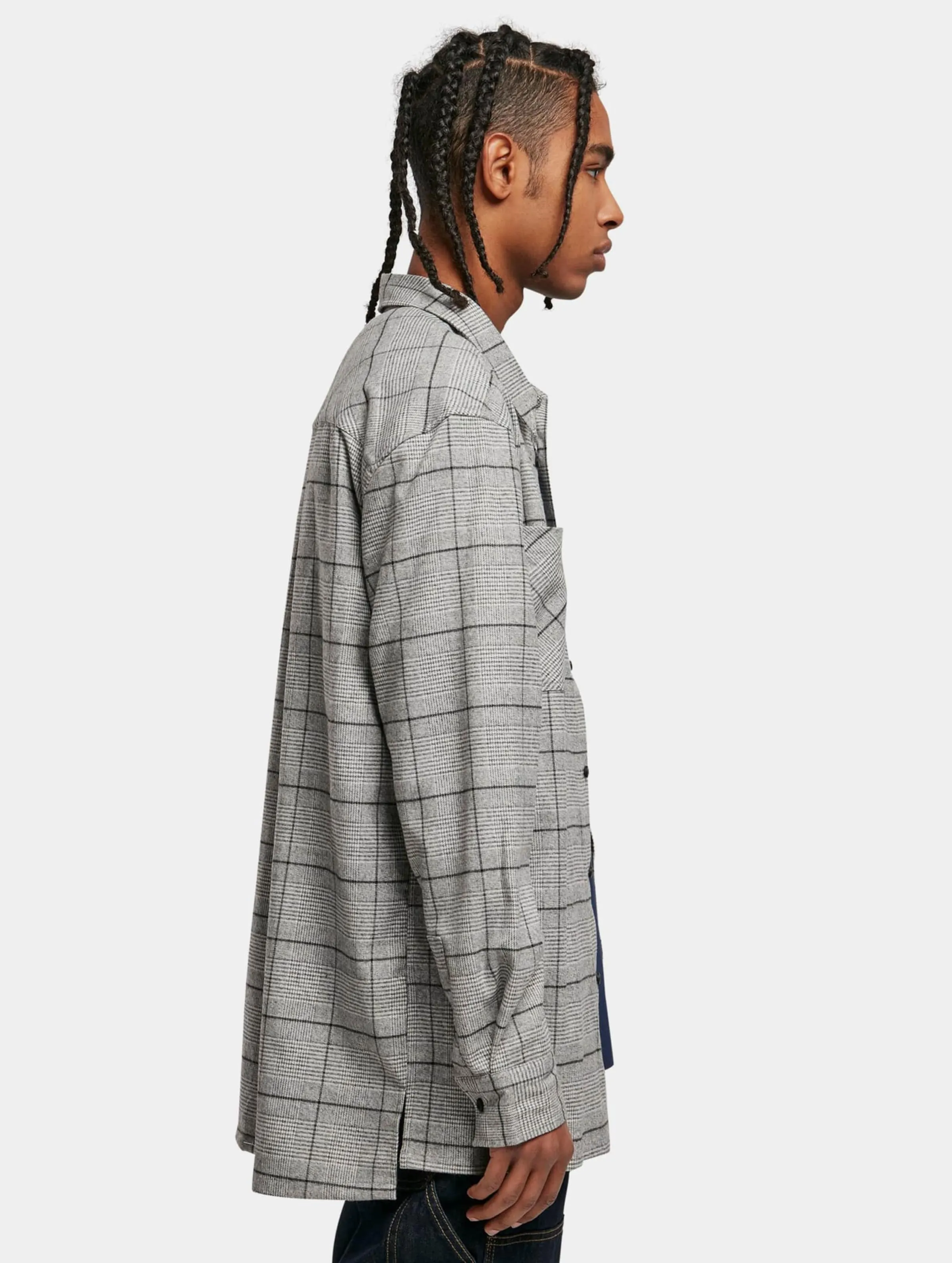 Urban Classics Long Oversized Checked Greyish
