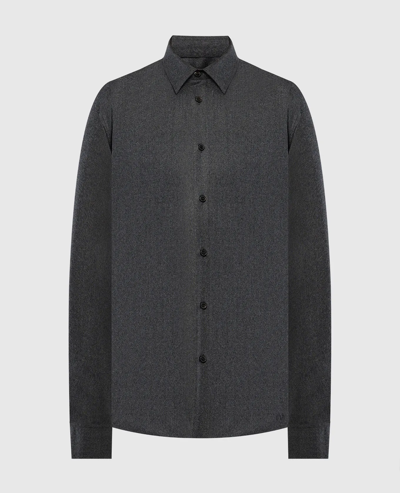Valentino Gray wool and cashmere shirt with logo embroidery