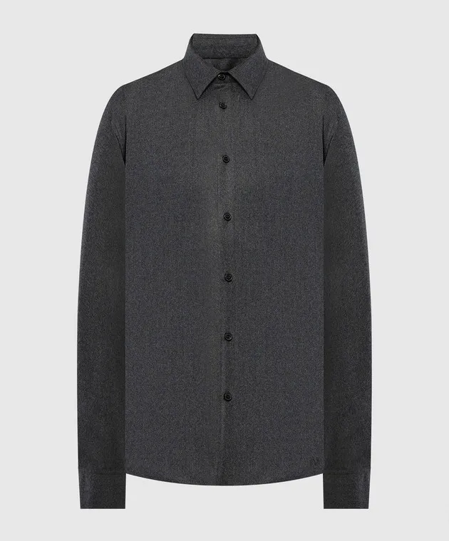 Valentino Gray wool and cashmere shirt with logo embroidery