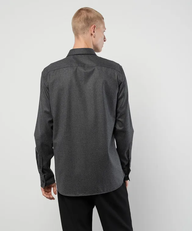 Valentino Gray wool and cashmere shirt with logo embroidery