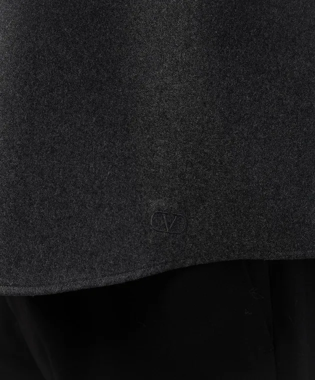 Valentino Gray wool and cashmere shirt with logo embroidery