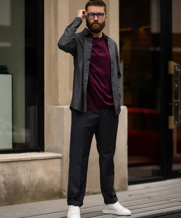 Valentino Gray wool and cashmere shirt with logo embroidery