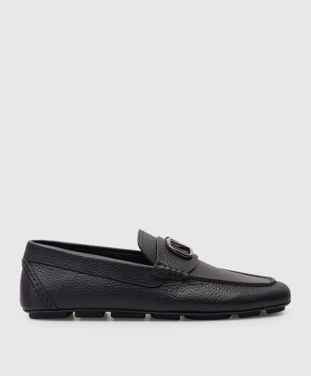 Valentino Vlogo black leather moccasins