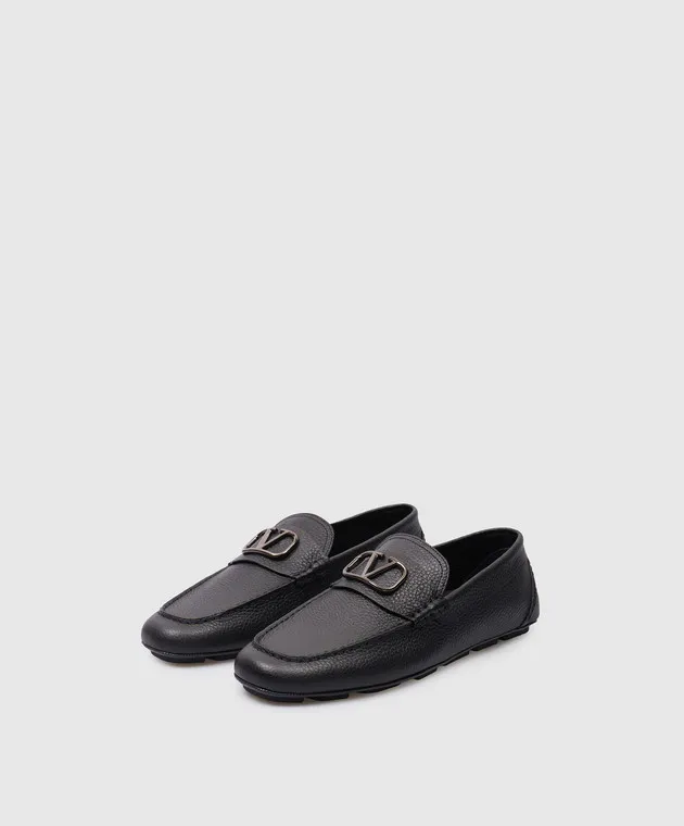 Valentino Vlogo black leather moccasins