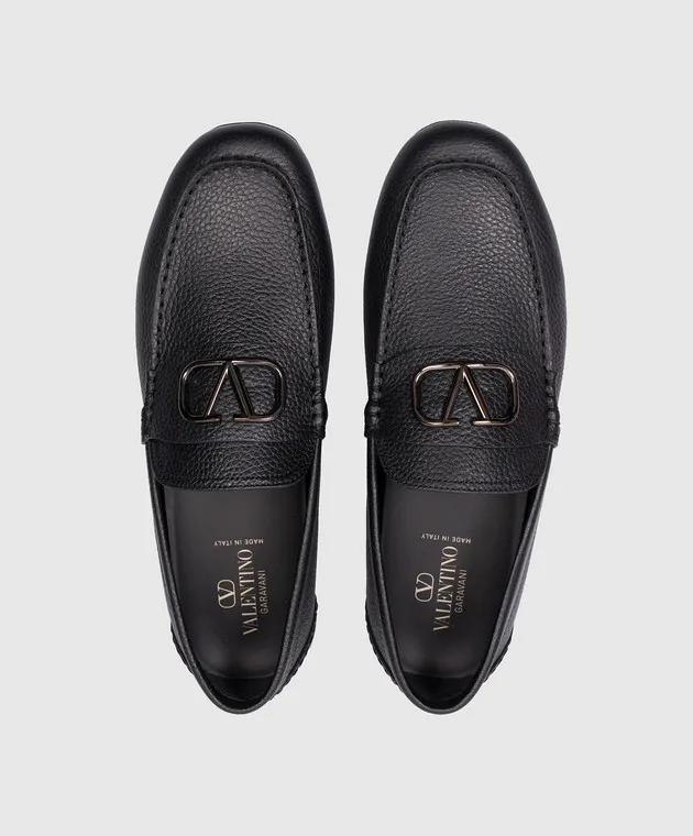 Valentino Vlogo black leather moccasins