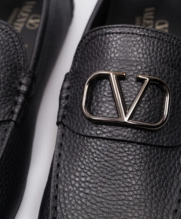 Valentino Vlogo black leather moccasins