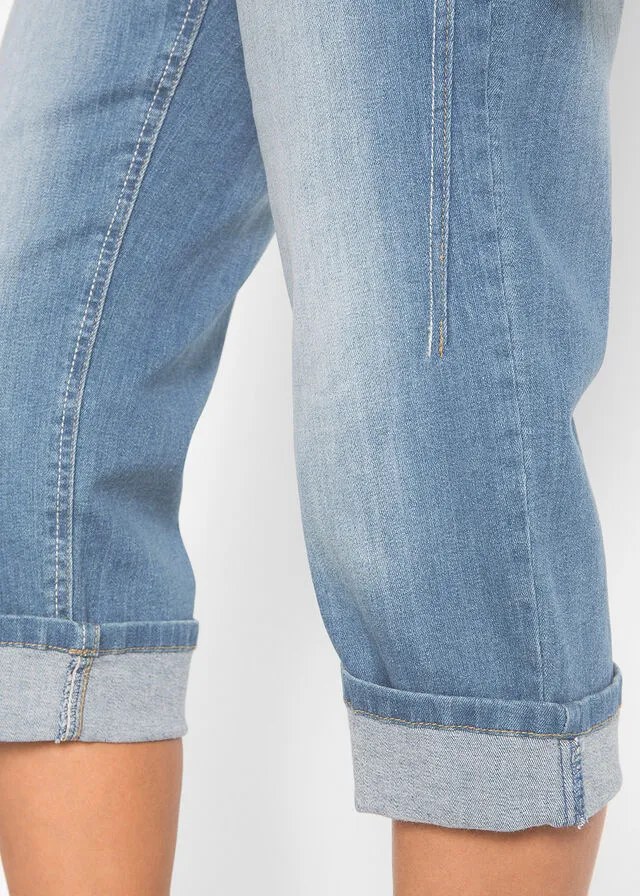 Vaqueros de algodón con talle medio y corte slim Azul piedra