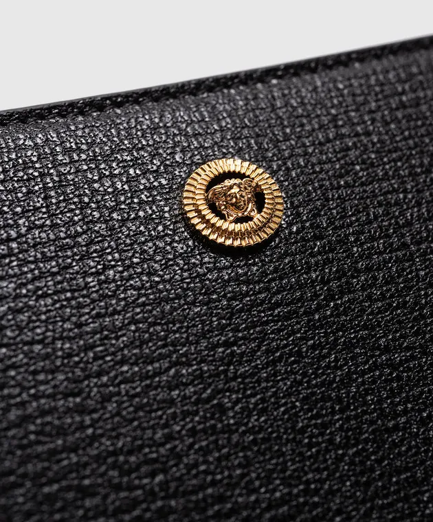 Versace Black leather wallet with metal Medusa logo