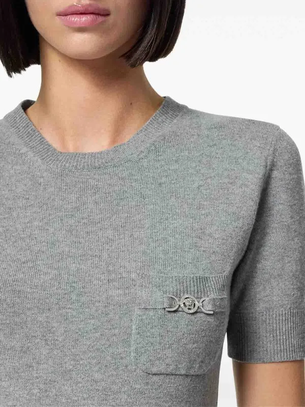 VERSACE SUéTER CUELLO REDONDO  GRIS