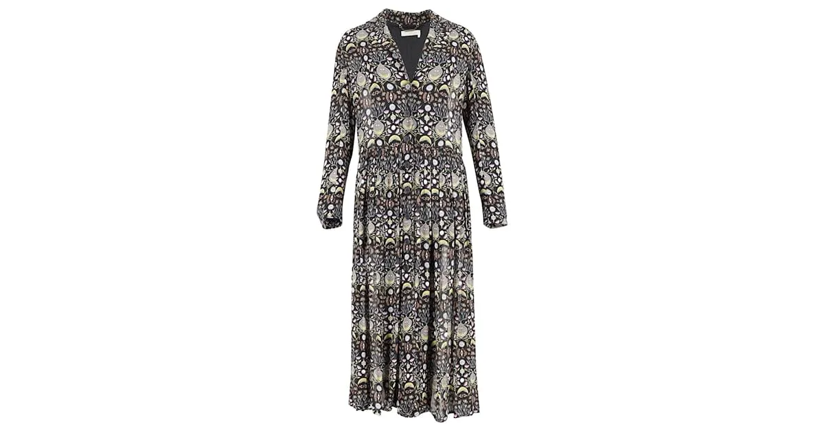 Vestido de georgette estampado con botones en la parte delantera de Chloé en viscosa multicolor 