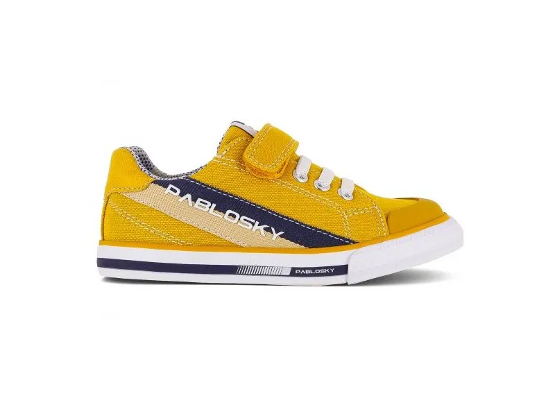 ZAPATILLA DE LONA PARA NIÑO 967720 PABLOSKY EN COLOR MOSTAZA O AZUL