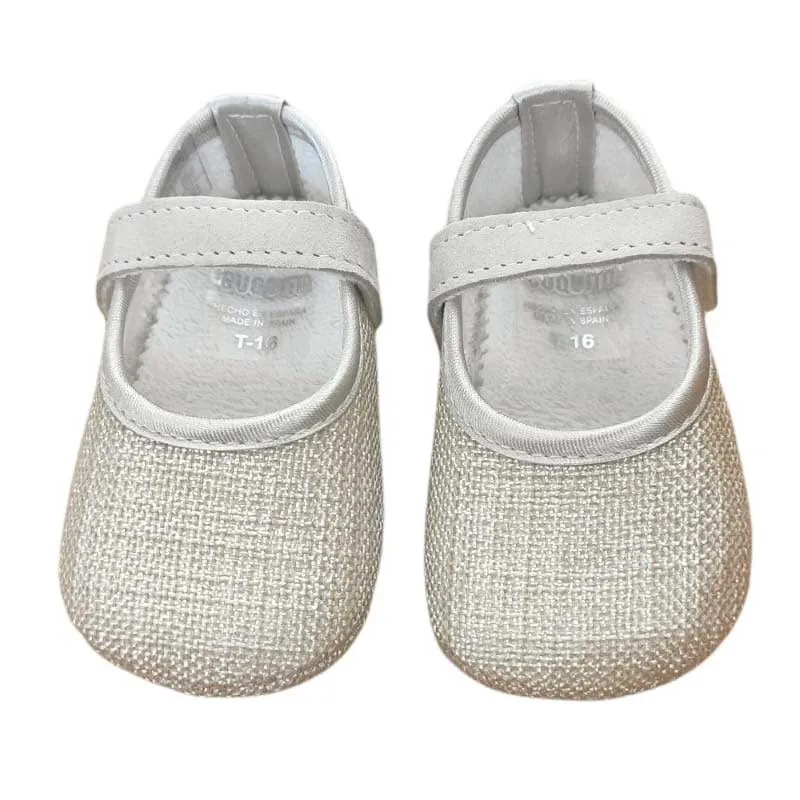 Zapatos de bautizo bebé color beige dorado
