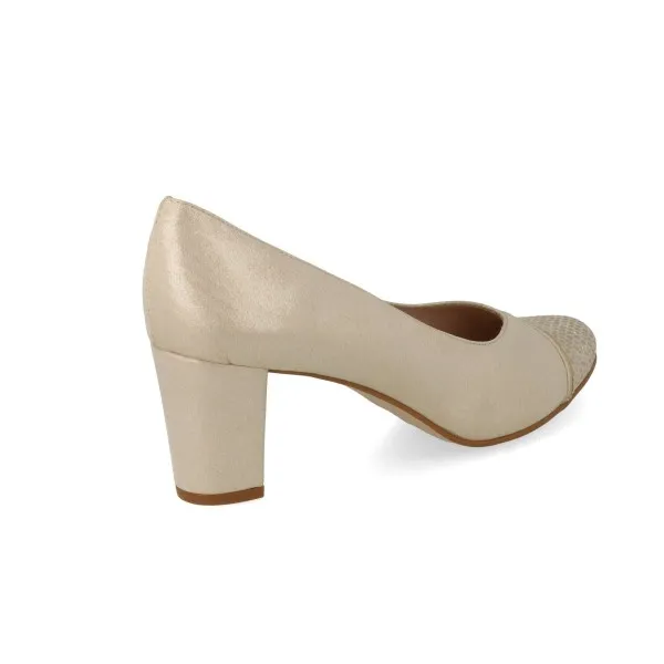 ZAPATOS TACON COMODOS MUJER MOD. URSULA DORADO